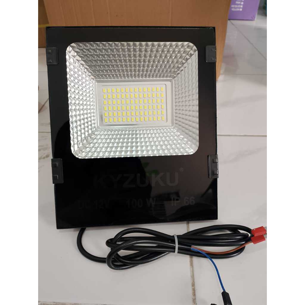 LAMPU LED SOROT DC 12V 50 WATT / 100 WATT + KABEL JEPIT AKI / KAP SOROT FLOODLIGHT