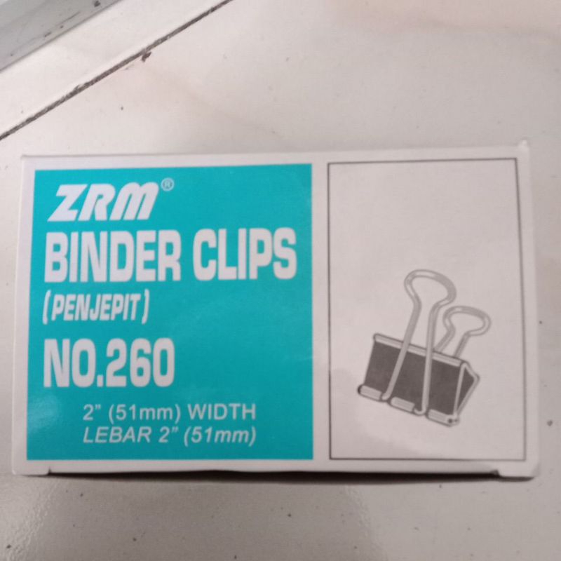 

binder clips no. 260 merk zrm 1 pak isi 12