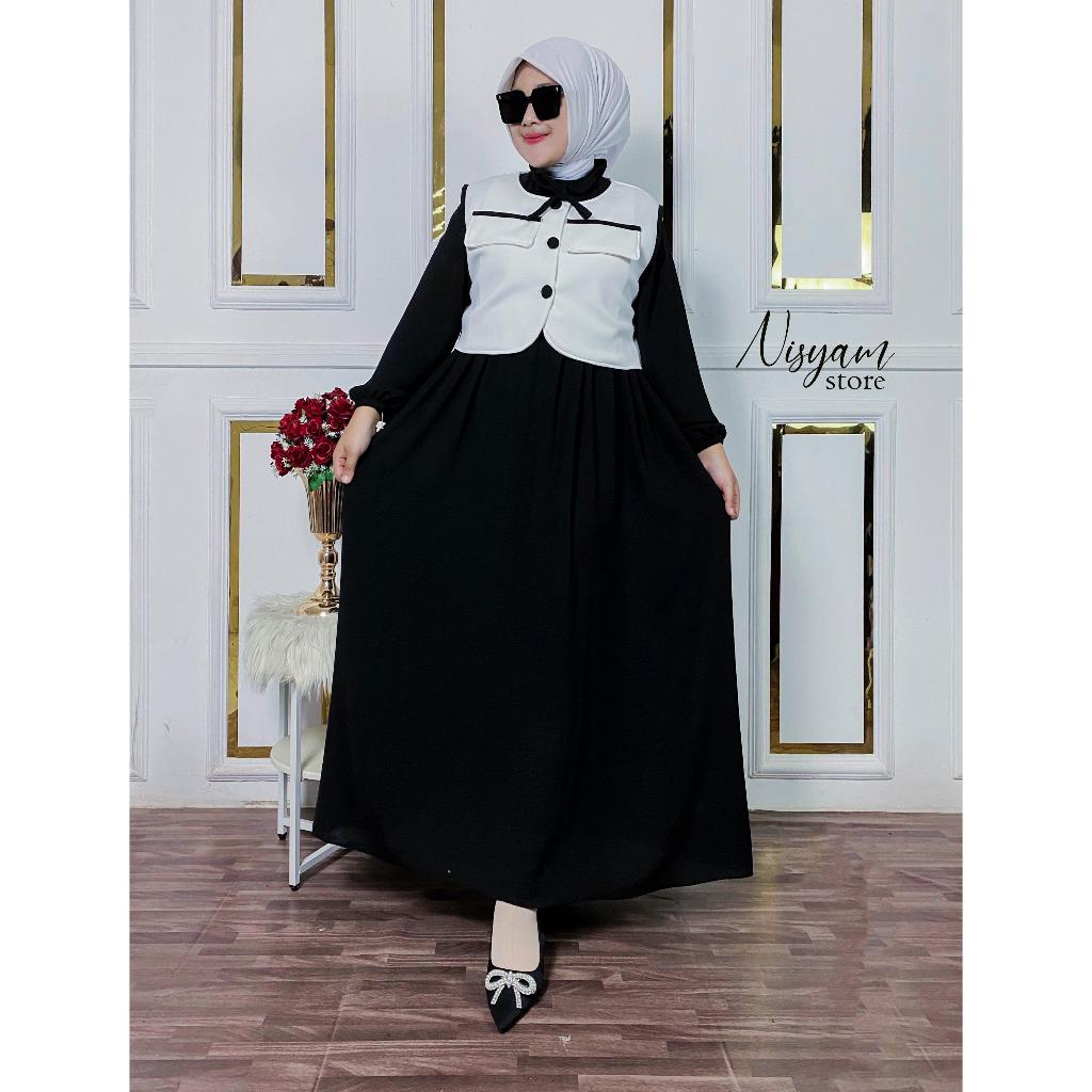 Alysa Dress - Midi Dress 2in1 Set Rompi Scuba Premium | Gamis Korean Style Terbaru | Gaun Wanita Mus