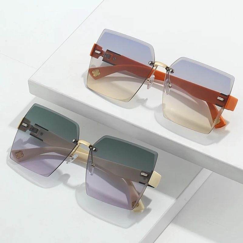 Kacamata Hitam Tanpa Bingkai Lensa Gradasi Perlindungan UV Kacamata Hitam Sunglasess Import