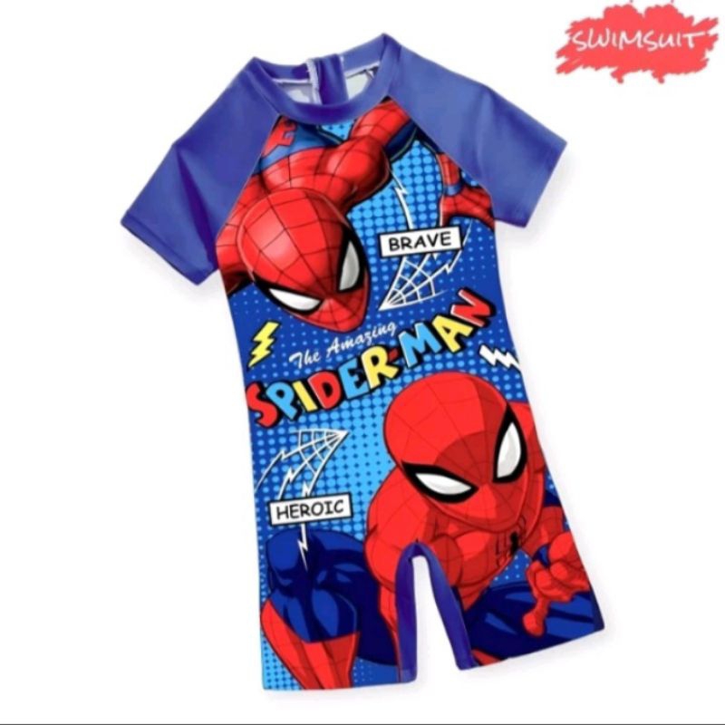 Baju renang anak spiderman,anak laki laki perempuan
