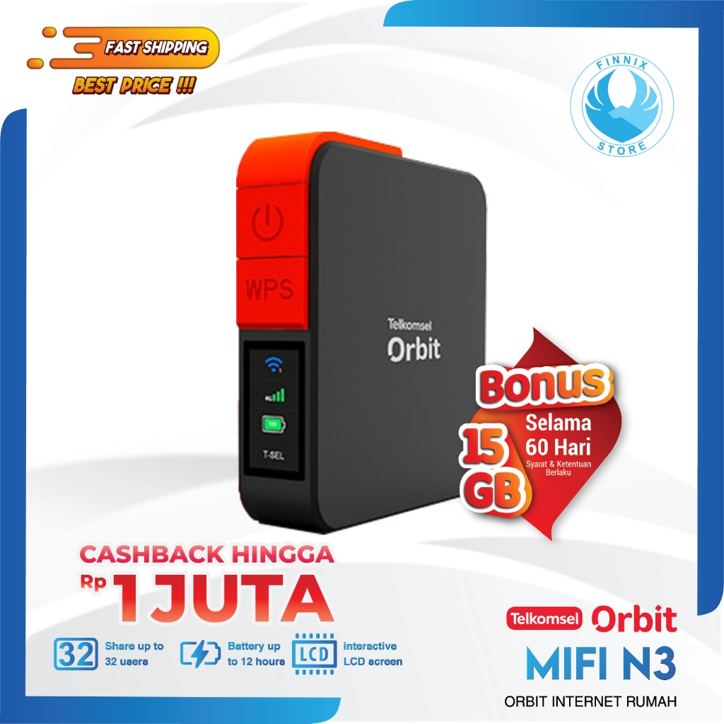 Telkomsel Orbit Mifi N3 - HKM M23 Modem Mifi Wifi 4G Portable High Speed Bonus Data