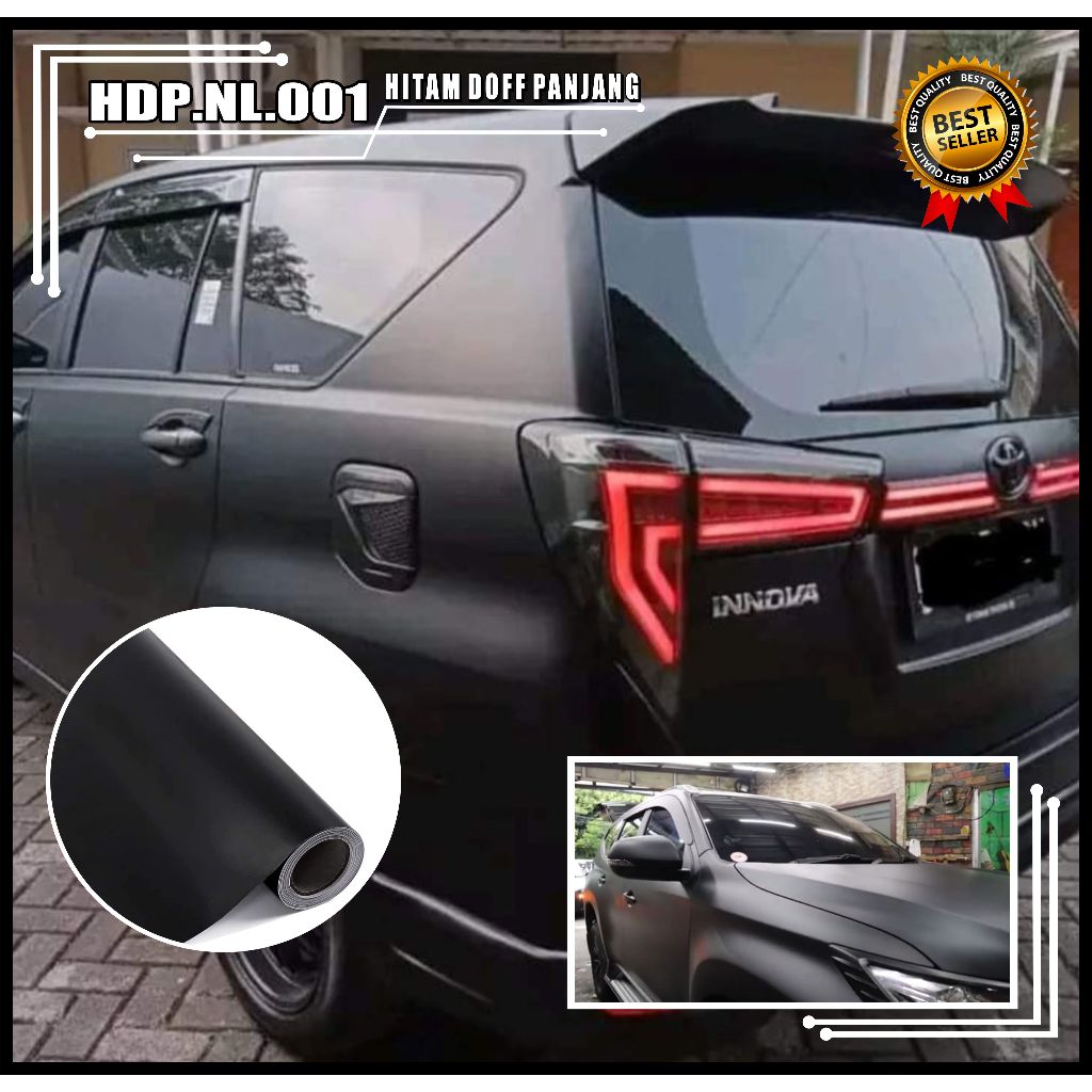 Skotlet stiker mobil HITAM DOFF sticker black matte dop polos kap roof lebar 152cm