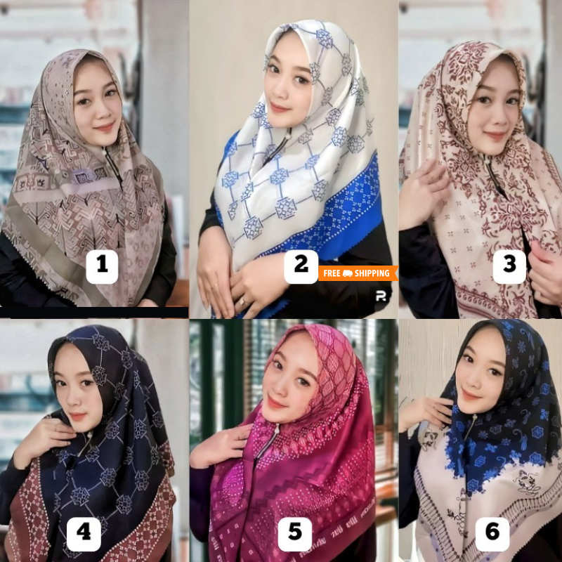 Hijab/Jilbab Zipper Instan | Jilbab Segi empat instan voal zipper | Kerudung zipper Resleting | Keru
