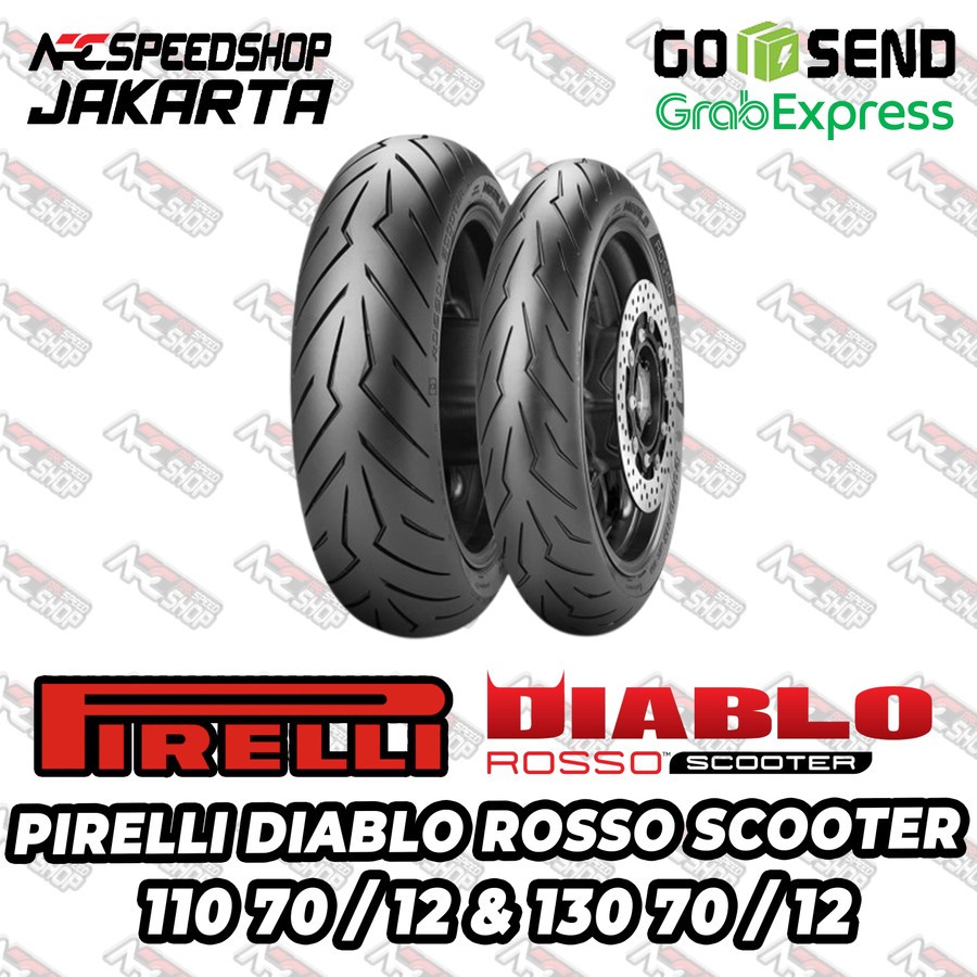 Ban Depan Belakang Pirelli Diablo Rosso Scooter 110 70 110/70 12 & 130 70 130/70 12 R 12 Ring 12 For