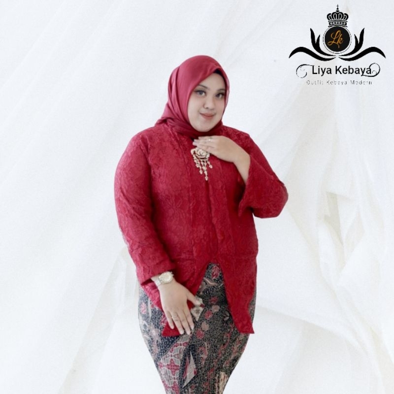 Atasan Kebaya Floy Brukat Size Jumbo LD 120 - 130 Cm Kebaya Modern Wisuda Tunangan Baju Kondangan Hi