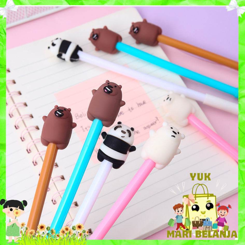 

YMB Pena Gel Karakter Bare Bear Pulpen Bears Pen Motif Karakter Beruang Lucu Stationary Alat Tulis Sekolah Kantor ATK Murah