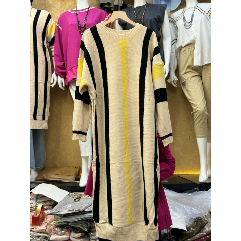 [MODIS]~ TUNIK RAJUT MOTIF SALUR WANITA