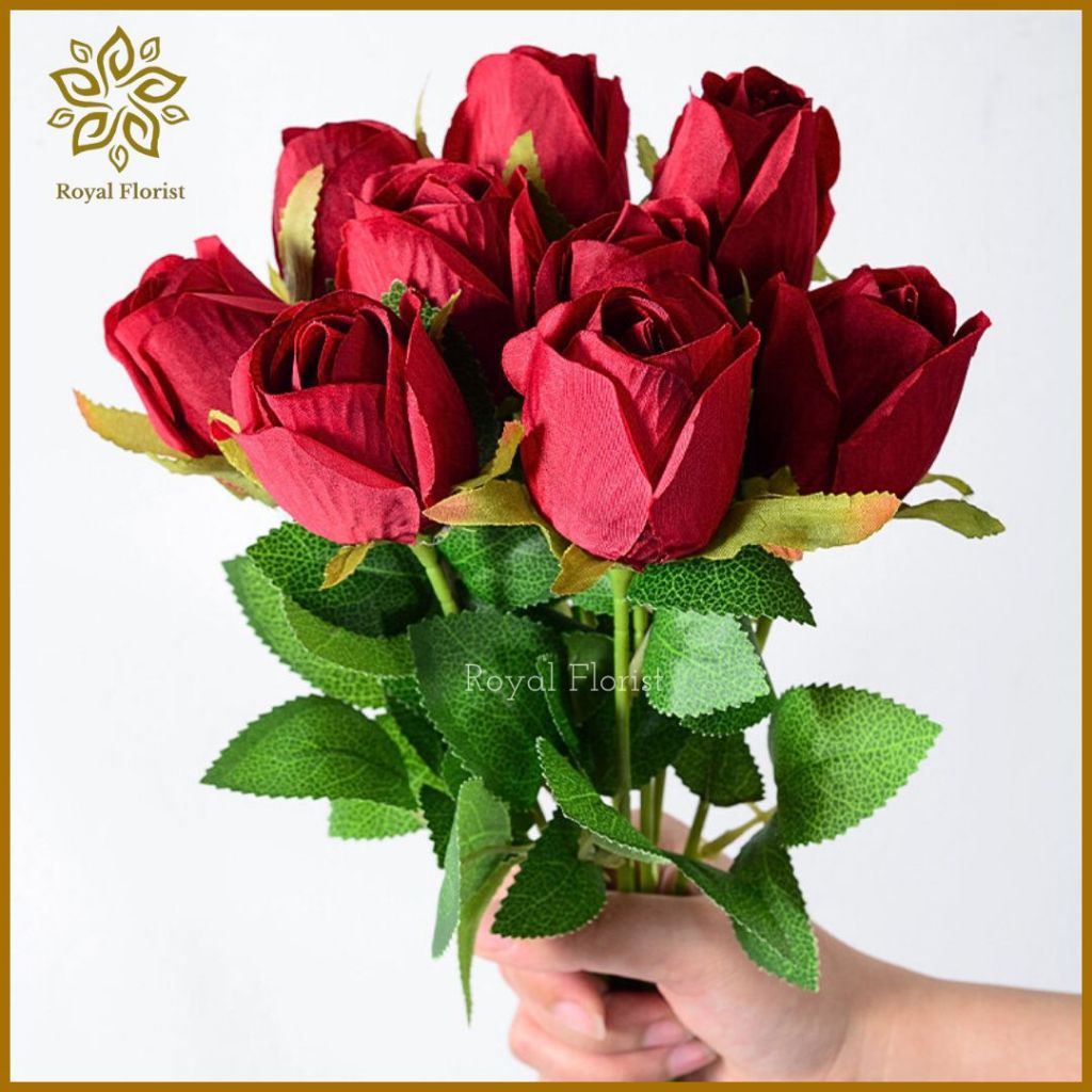 Mawar Kuncup 1 Tangkai/Mawar Palsu Artifcial/Bunga Bouquet/Bunga Mawar Dekorasi| (KN-388)