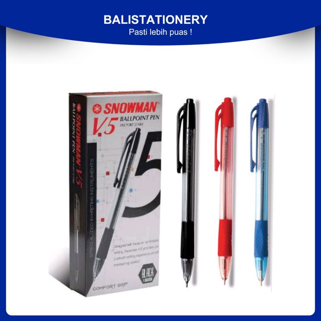 

Pulpen / Ballpoint / Pena Snowman V-5 V5 0.7 mm 12 pcs 1 Lusin
