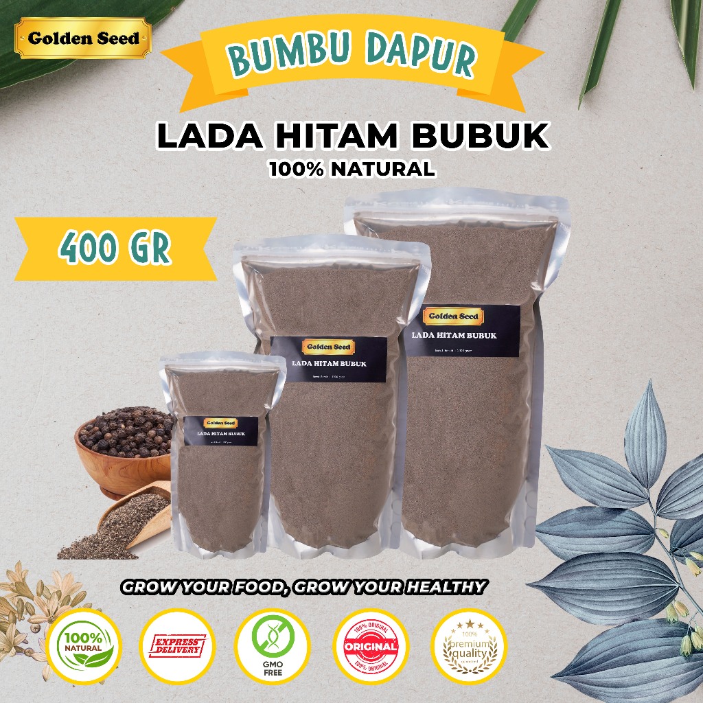 

LADA HITAM BUBUK MURNI 400 GRAM / BLACK PEPPER POWDER 400 GR - KUALITAS PREMIUM (HALAL ASLI TANPA CAMPURAN)