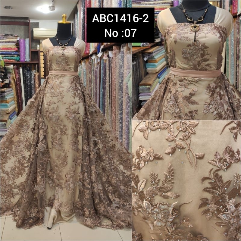 kain Dress Tile Brokat Bunga Timbul 3D ABC1416-2 No:07