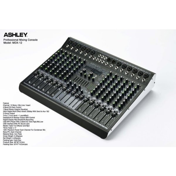 ASHLEY MDX12 Mixer Audio 12 Channel MDX 12 / MDX-12
