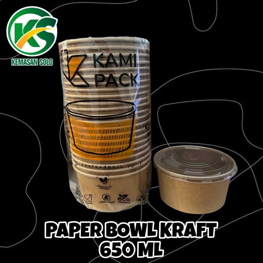 PAPER BOWL MANGKOK KERTAS KRAFT / COKLAT RICE BOWL 650ml tanpa tutup