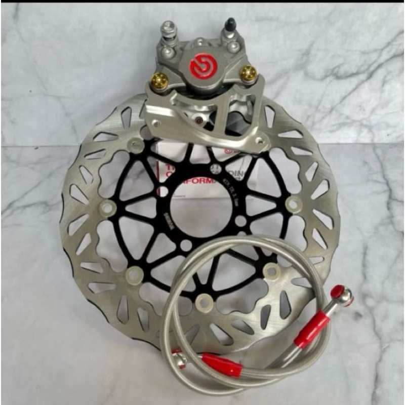 Paket Piringan Cakram Depan Lebar 260'mm Plus Breket dan Selang Rem Motor Beat Vario 125 110 Scoopy