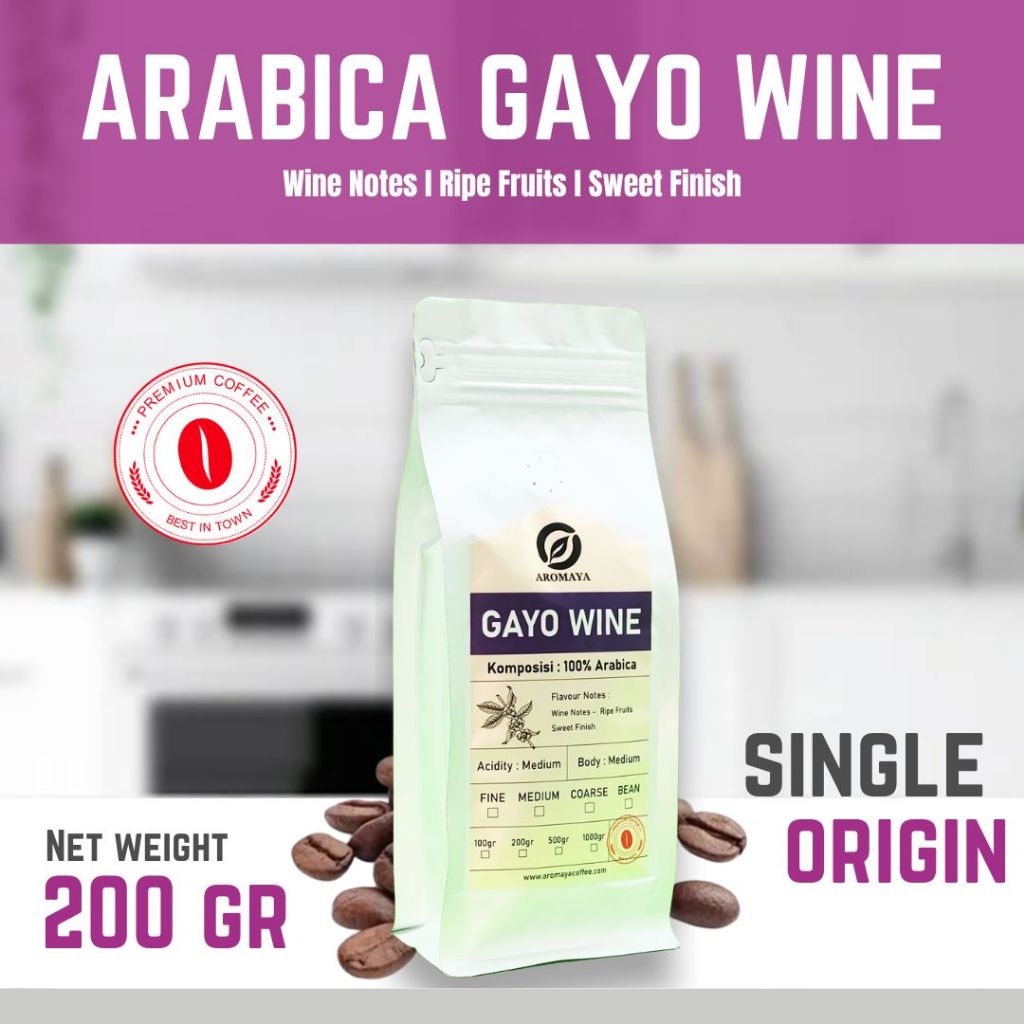 

AROMAYA Kopi Arabika Gayo Wine Arabica Coffee 200 gram