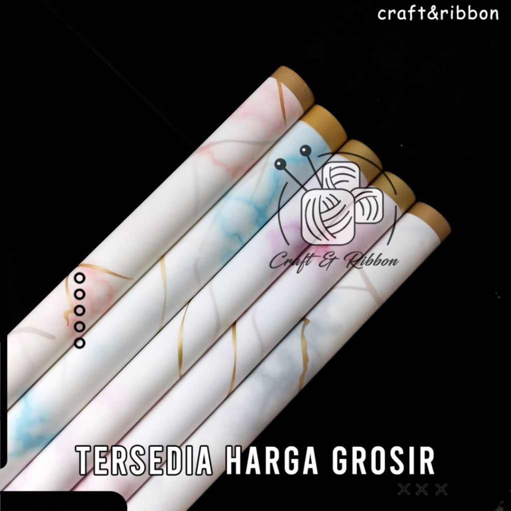 

[CNR] Kertas Florist Bucket Gold Line Colored Marble Flower Wrap