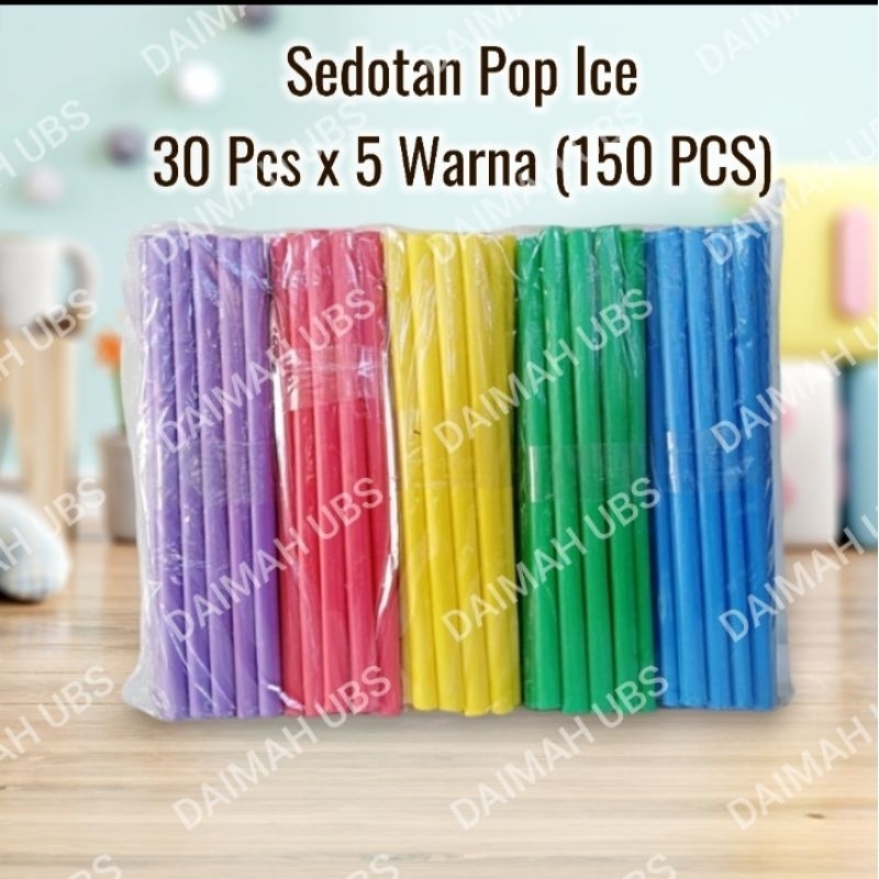 Sedotan Pop Ice Warna Warni 150pcs, Sedotan Boba Warna Warni, Sedotan Plastik Lubang Besar 150 pcs
