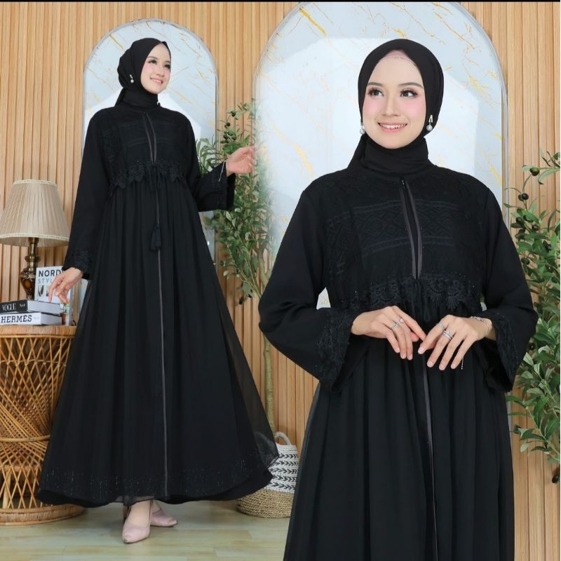 DWK //Gamis Abaya Brukat Renda Wanita Turkey [[ BISA BAYAR D TEMPAT / COD ]] Abaya Muslimah / Abaya 