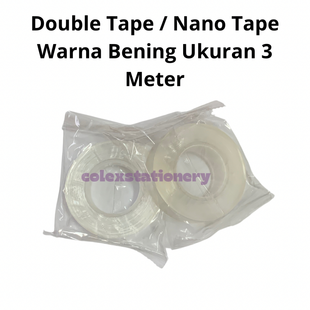 

Double Tape 2 Sisi / Nano Tape Perekat 2 Sisi Tebal Warna Bening Ukuran Kecil 3 Meter Goldpack