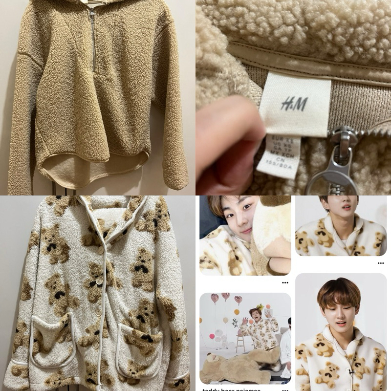 [PRELOVED] set pajamas baju tidur bear jungwon enhypen, jacket h&m