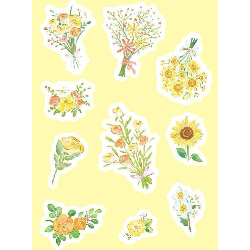 

10 pcs Bucket Romance Flower Sticker for Journaling