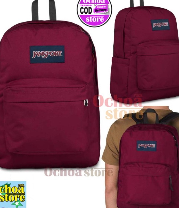 Tas Jansport Polos Tas Pelajar Tas Sekolah Tas Ransel Pria Wanita  Hitam