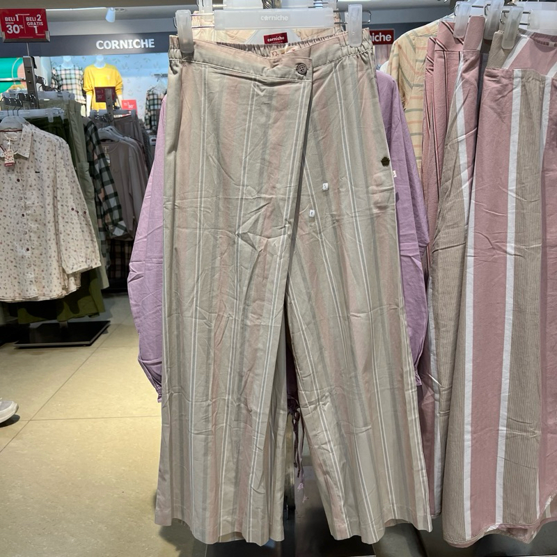Corniche TERE celana kulot wanita bana katun kualitas wahid motif stripw S-XL