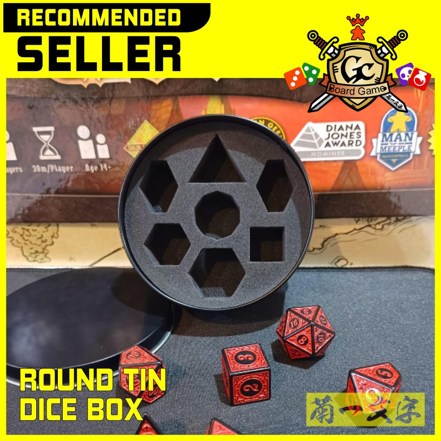 Round Metal Tin Dice Box - For DnD Dice Set