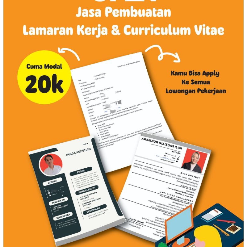 

JASA PEMBUATAN CV DAN LAMARAN KERJA(SIAP SIAP DIPANGGIL INTERVIEW)
