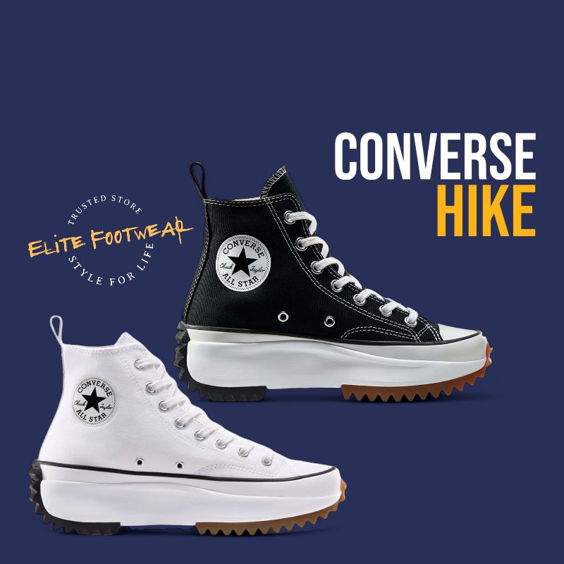 Sepatu Converse High Run Star Hike Lugged White Black