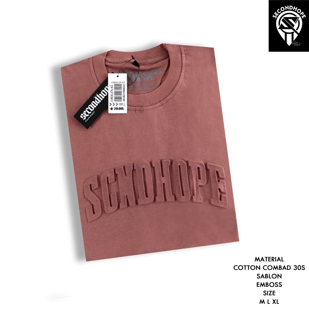 SECONHOPE Tshirt Embos Timbul Original Produk Pria Wanita Lengan Pendek Katun 24s Kaos Distro Unisex