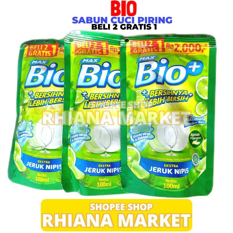 Sabun Cuci Piring Bio Kemasan 2000/100 ML Beli 2 Gratis 1