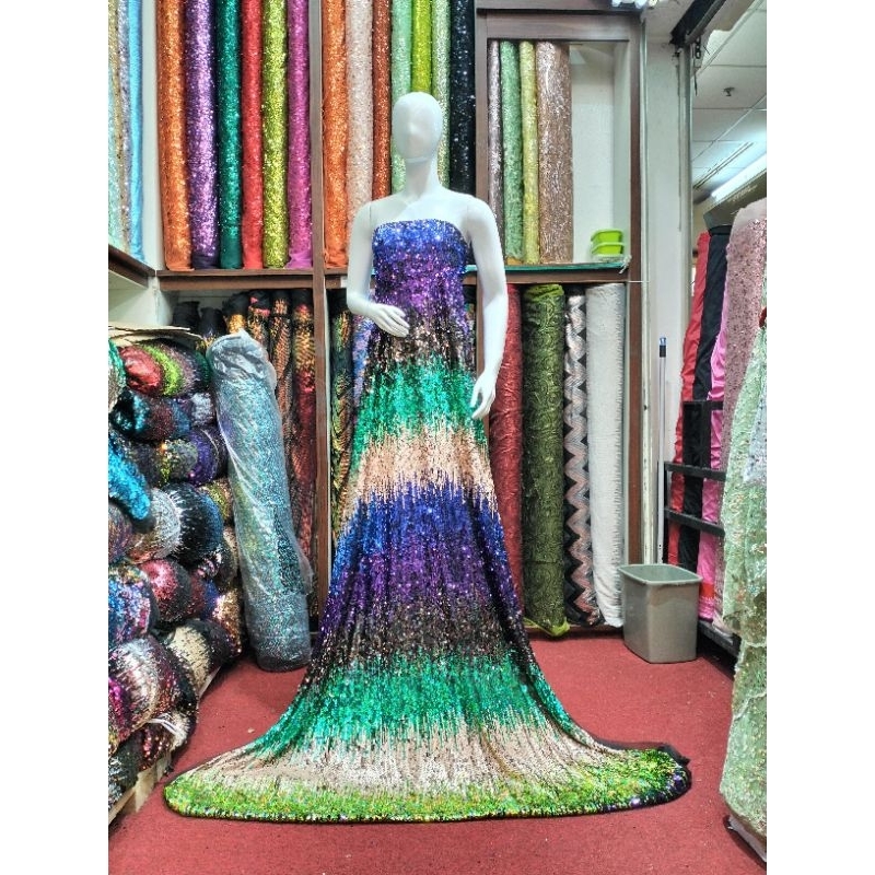 BAHAN KAIN SEQUIN GRADASI/TILLE PAYET 2TONE/GRADASI SERIBU PAYET