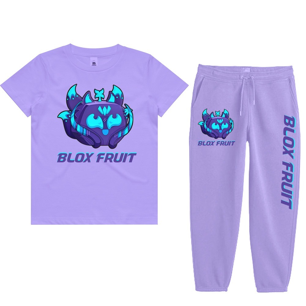 Setelan Kaos jogger Anak Roblox Blox Fruits Kitsune Unisex stelan baju Blox Fruits Kitsune roblox