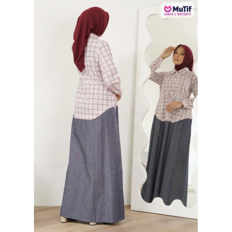 GAMIS SHEZAN DENIM ROSE BY MUTIF