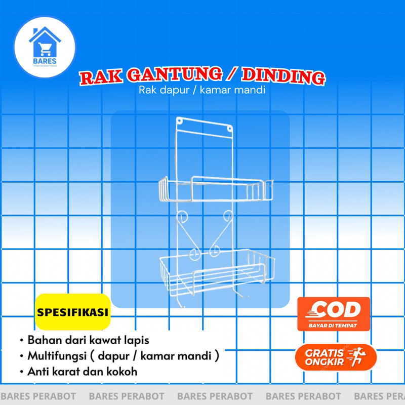 Rak Dinding / Gantung Rak Dapur dan Kamar Mandi Rak Sampo Sabun