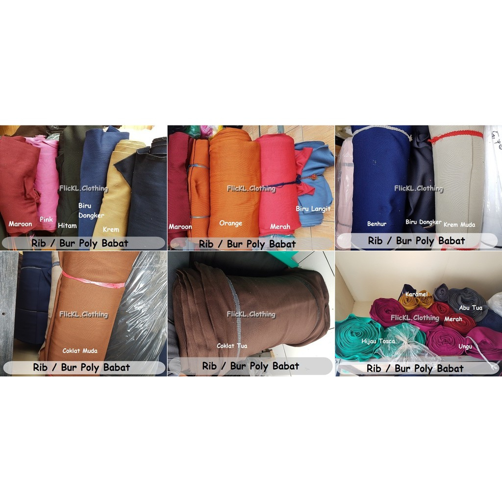 Kain Bur Babat Polyester Bahan Rib Babat Polyster Bur Polos PE Rib Polos Babat PE Babat Kilo