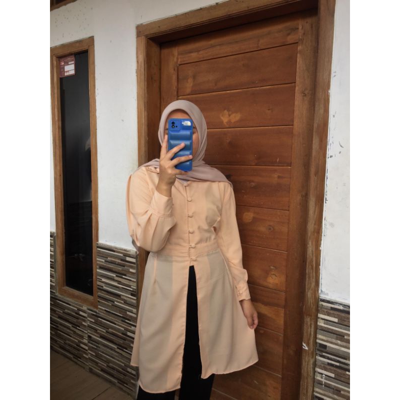 OUTER TUNIK PANJANG TALI BELAKANG POLOS