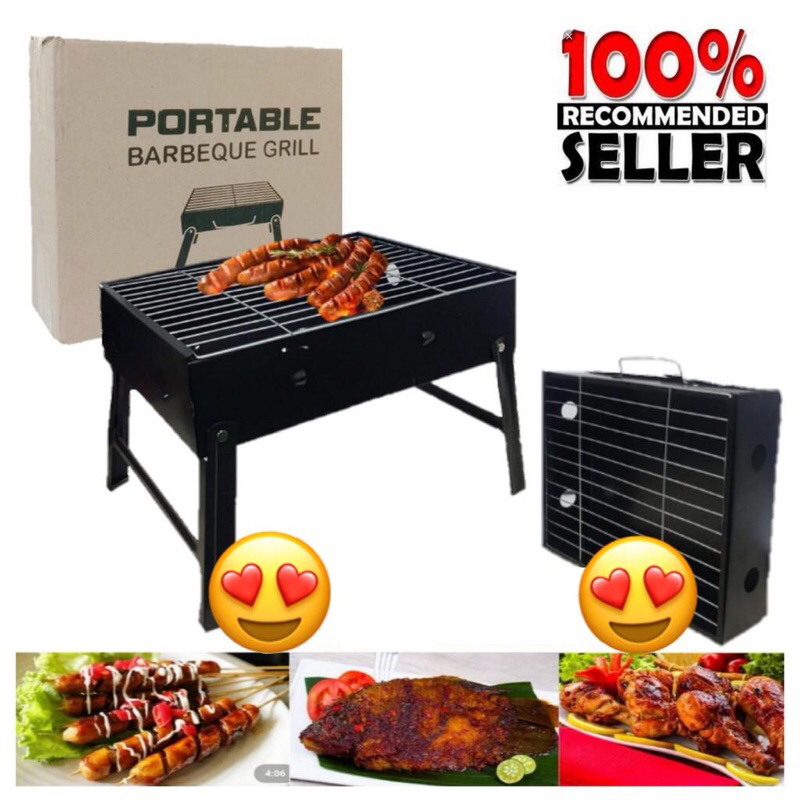 DU-Alat Panggang Lipat BBQ Grill Menggunakan Arang / Alat Panggangan Portable Besi Stainless Pemangg