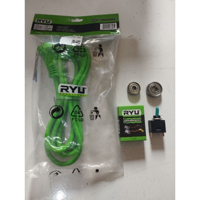 paket kabel ryu+bearing armature+switch+carbon brush gerinda ryu rsg 100-3