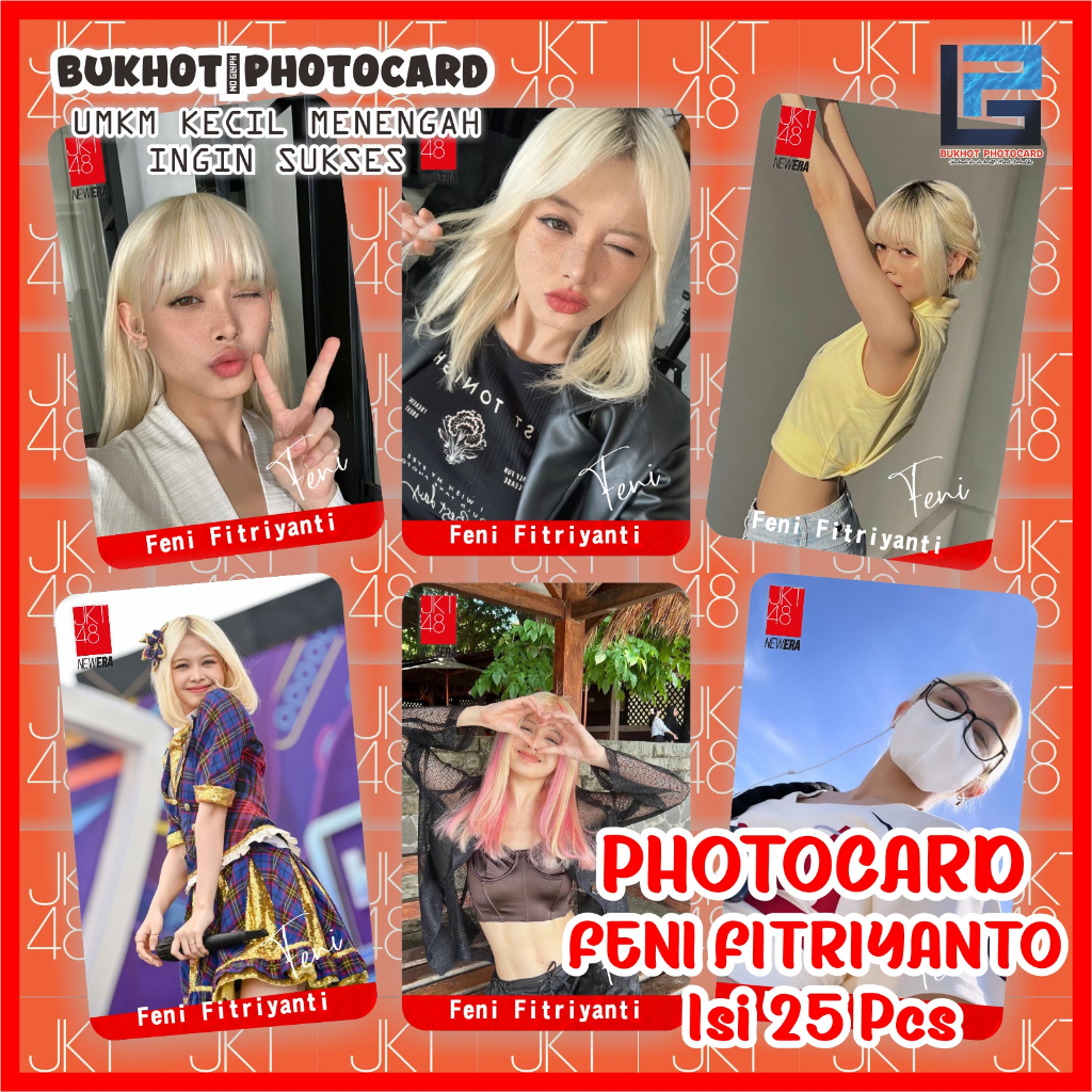Bonus Ganci dan stiker Photocard  Feni JKT48 isi 25 Pcs Premium Tebal 310 satusisi unofficial | Bisa
