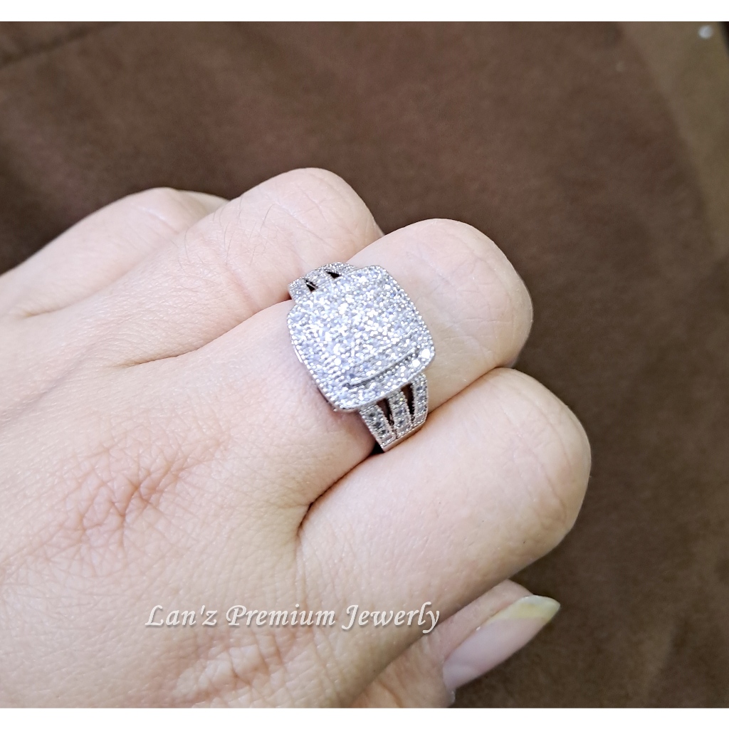 Cincin Pria Kotak Jojo Kristal Titanium 22K Emas Perak