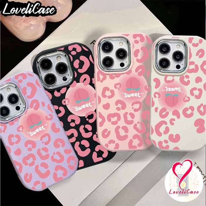 Case Untuk iPhone 11 15 14 13 12 Pro Max 7Plus 7 8 Plus XR X XS Max 8Plus Motif Pink Leopard Print C