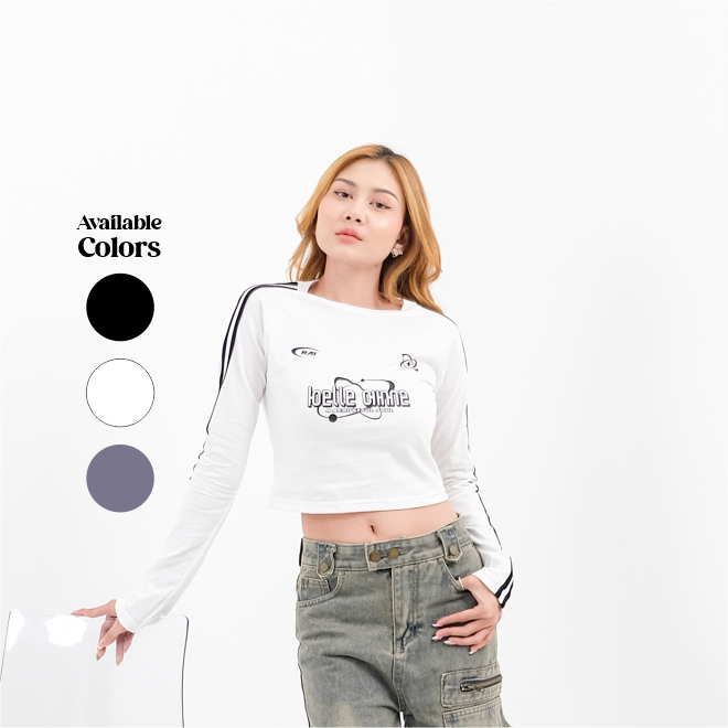 Croptop Lengan Panjang Belle Ame / Crop Wanita / Baju Crop Top / Atasan Wanita Kekinian