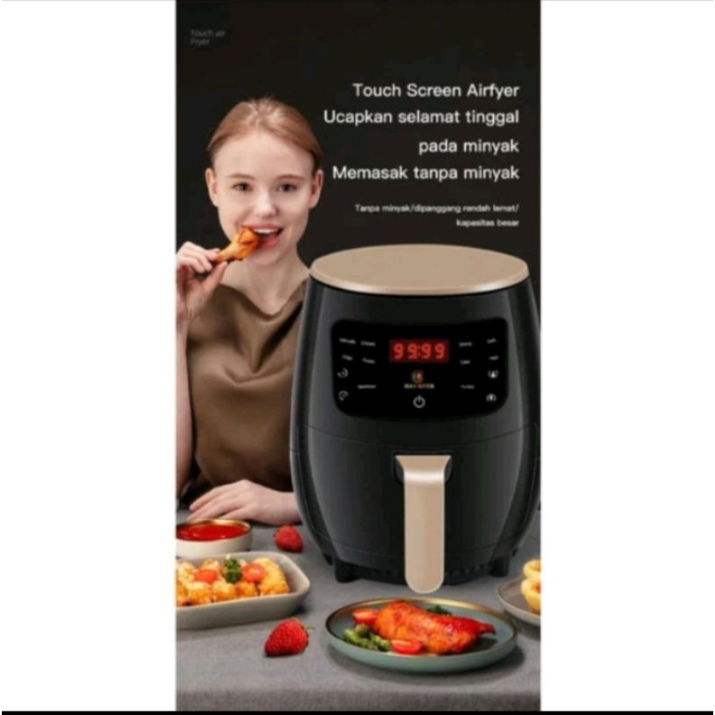 HAN RIVER Air Fryer low watt murah 1200W / Kapasitas besar 4.5L Bisa menampung 1 ekor ayam (Garansi 