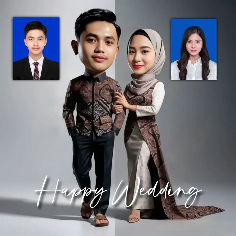 JASA EDIT KARIKATUR WAJAH PASANGAN/SENDIRI/KELUARGA di Mobil/Motor/Studio