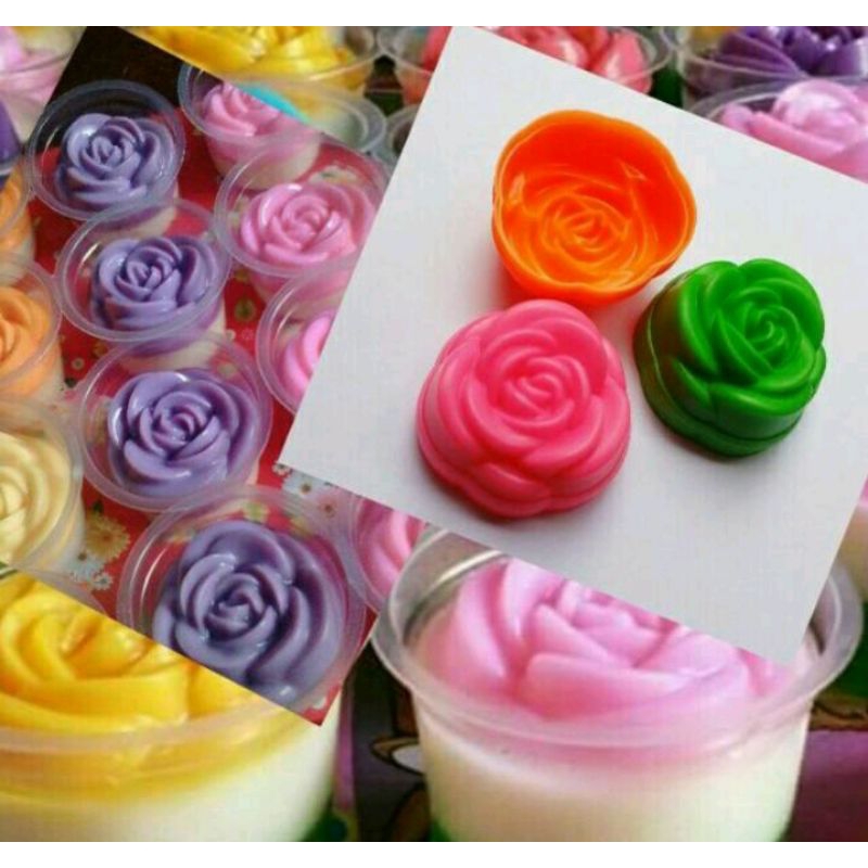 CETAKAN PLASTIK PUDING /KUE/ JELY MAWAR PER LUSIN