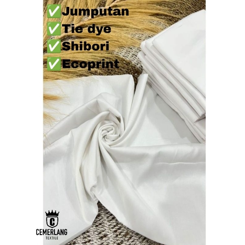 Bahan Kain Mori Katun Primissima Primisima Putih Polos Bahan Untuk Batik Jumputan / Tie Dye / Shibor