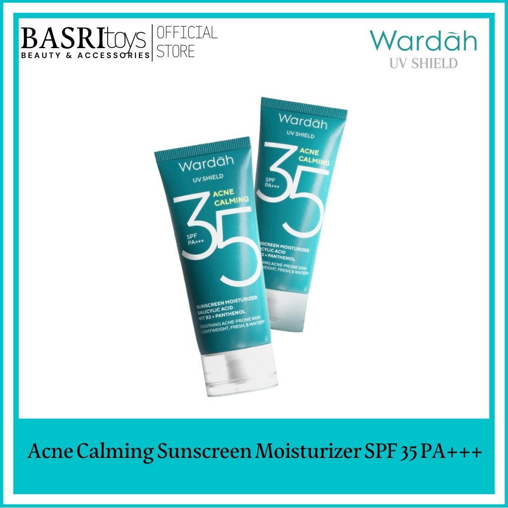 WARDAH UV Shield Acne Calming Sunscreen Moisturizer SPF 35 PA+++ untuk komedo, jerawat dan bekas jer